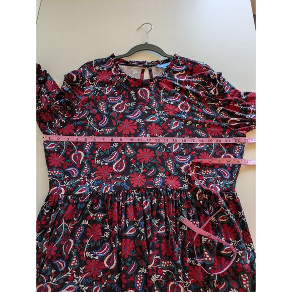 Draper James Dress Kitty Paisley Stretch Knit Ruffles Floral Black Red Size XXL - Picture 12 of 14